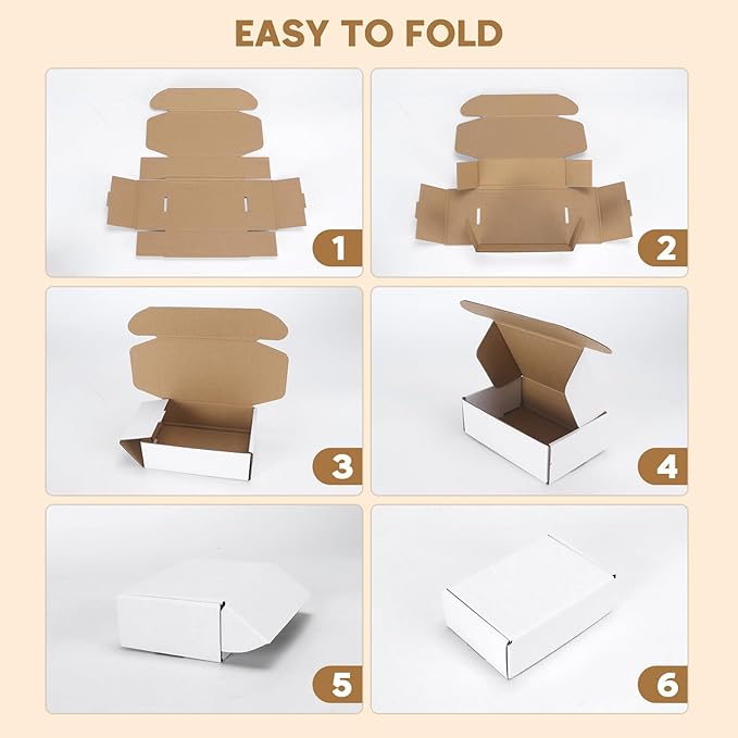PHAREGE 6x4x2 inch Shipping Boxes Bulk 25 Pack White, Tab Lock Tuck Top Mailer - Image 6
