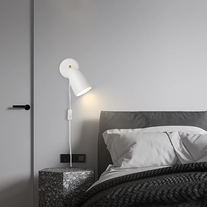 Ahaloye Set of 2 White Wall Sconce Finished Rotatable Simplicity Wall Mount - Image 5
