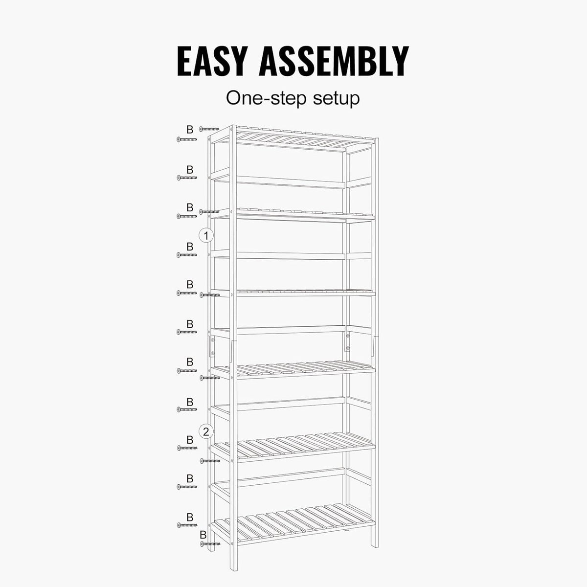 VEVOR 6-Tier Bamboo Shelf, Open Wood Bookshelf, Display Storage Rack Organize...