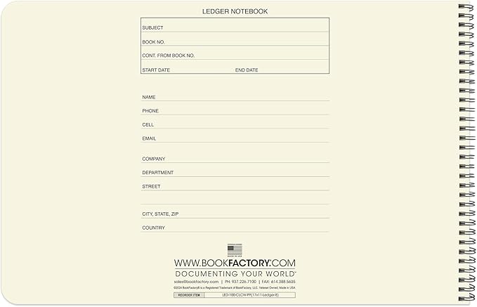 BookFactory Accounting Ledger Notebook/Large 8 Column Accounting Ledger - Image 2