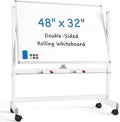 MaxGear Rolling Whiteboard, 48 x 32 Inch Double-Sided Magnetic Dry Erase Board by MaxGear