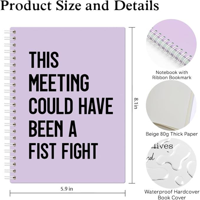 XQLZY This Meeting Could Have Been A Fist Fight Purple Spiral Notebook - Image 2