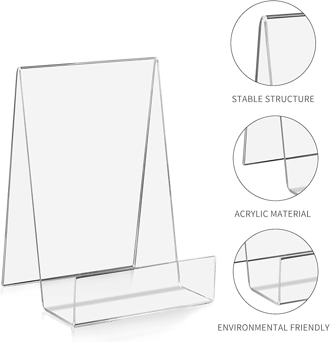 ZOEY Acrylic Book Stand with Ledge Clear Display Easels Plate - Image 3
