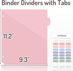 Forvencer 8 Counts Dividers with 2 Pockets, Binder Dividers with Tabs | 8 Tabs Binder Dividers for 3 Ring Binder, School Office Organization, Multicolor, Letter Size, 1 Set