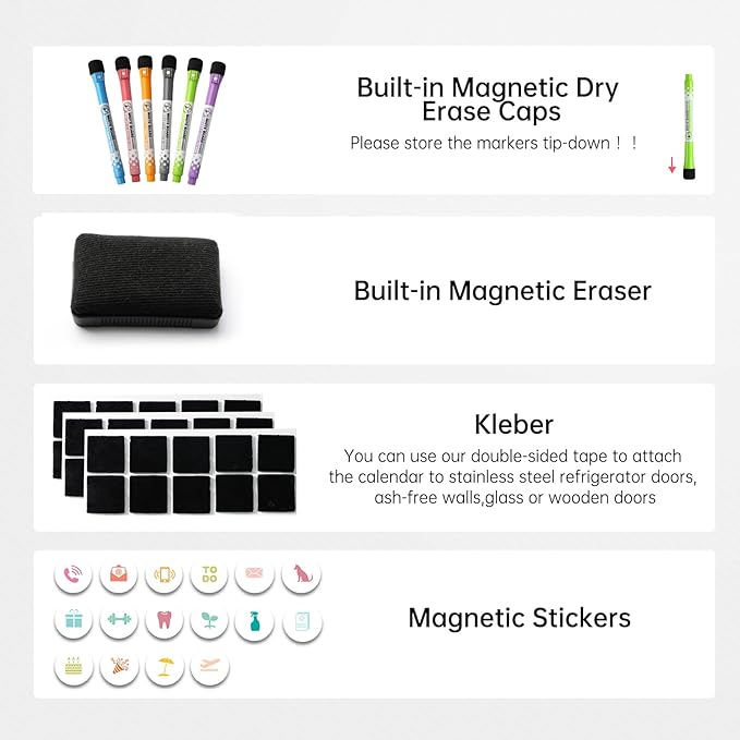 Magnetic Weekly Dry Erase Whiteboard Calendar&Monthly Calendar&Daily Planner&to - Image 5