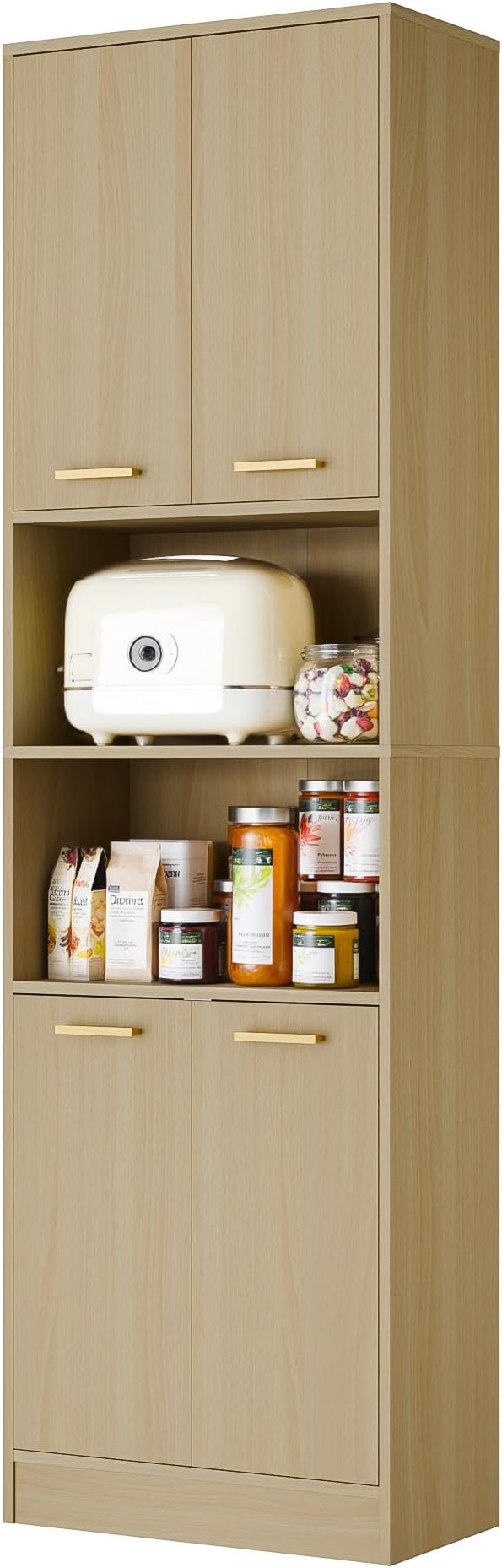 Cozy Castle Kitchen Pantry Cabinet, 4 Doors Open Countertop Utility Hutch - Image 9