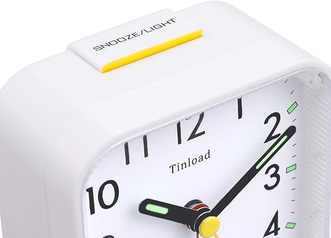 Tinload Small Battery Operated Analog Travel Alarm Clock Silent Non Ticking - Image 4