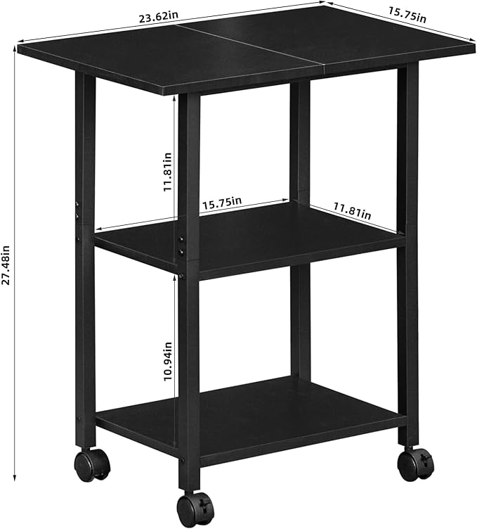 Lerliuo 3-Tier Printer Stand, Industrial Mobile Printer Table - Image 3