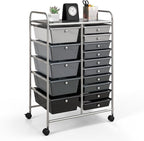GOFLAME 15-Drawer Rolling Storage Cart, Craft Storage Cart by GOFLAME