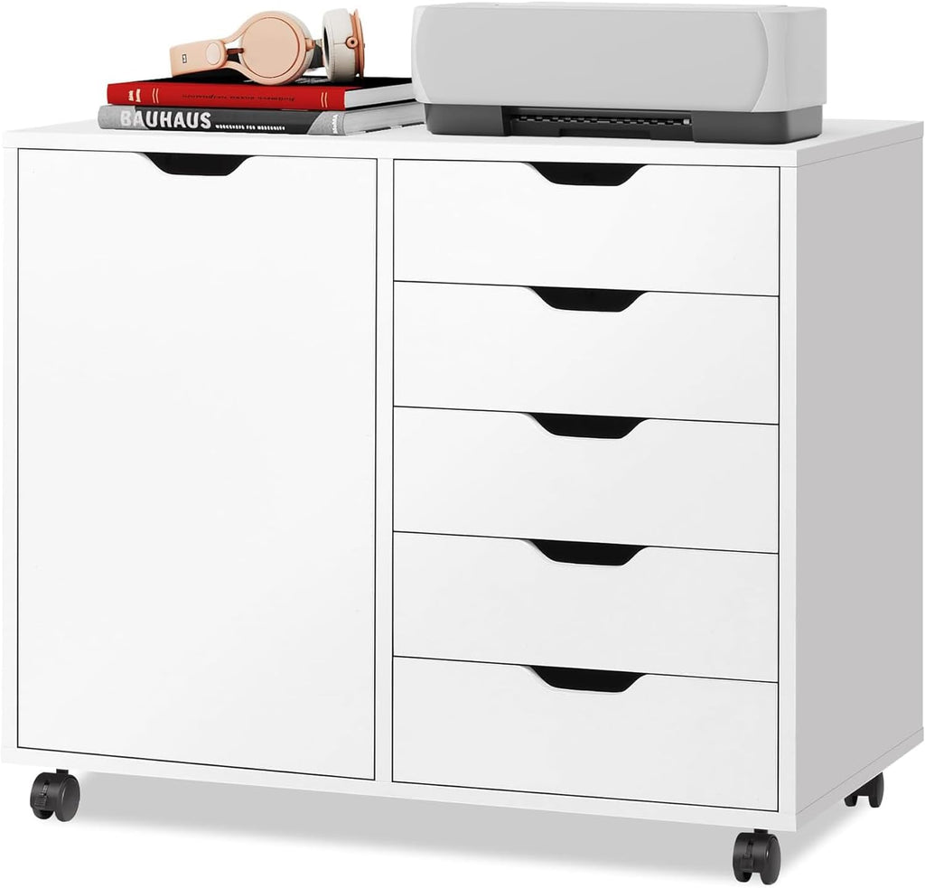 devaise 5-drawer wood drawer cabinet, office storage cabinet, main product view