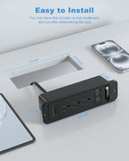 Recessed Power Strip with Retractable USB C Cable, 2 PD 20W USB C, Flush Mount - Image 6