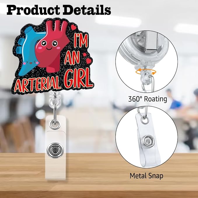 Sixrip I'm an Arterial Girl Retractable Glitter Badge Reel - Image 3