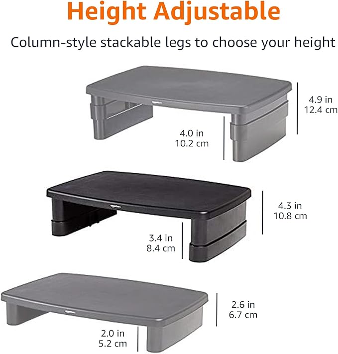 Amazon Basics Height Adjustable Rectangular Computer Monitor Riser Desk Stand - Image 7