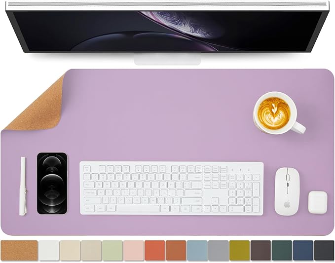 Cork Purple Desk Mat by HOMIEAZICOZI