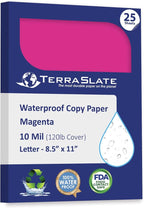 TerraSlate Waterproof Paper, Rip-Proof Colored Paper, Magenta Pink, 25 Sheets by TerraSlate