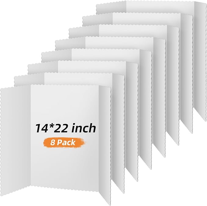 Henoyso 8 Pcs 14 x 22 Inch White Trifold Poster Board Large Tri Fold by Henoyso