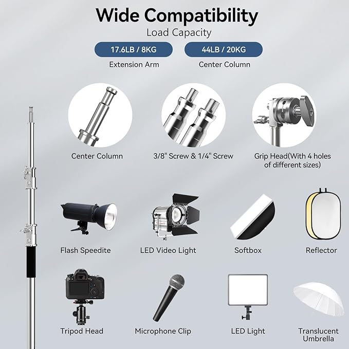 2 Pack Photography C Stand: 100% Stainless Steel - Image 3