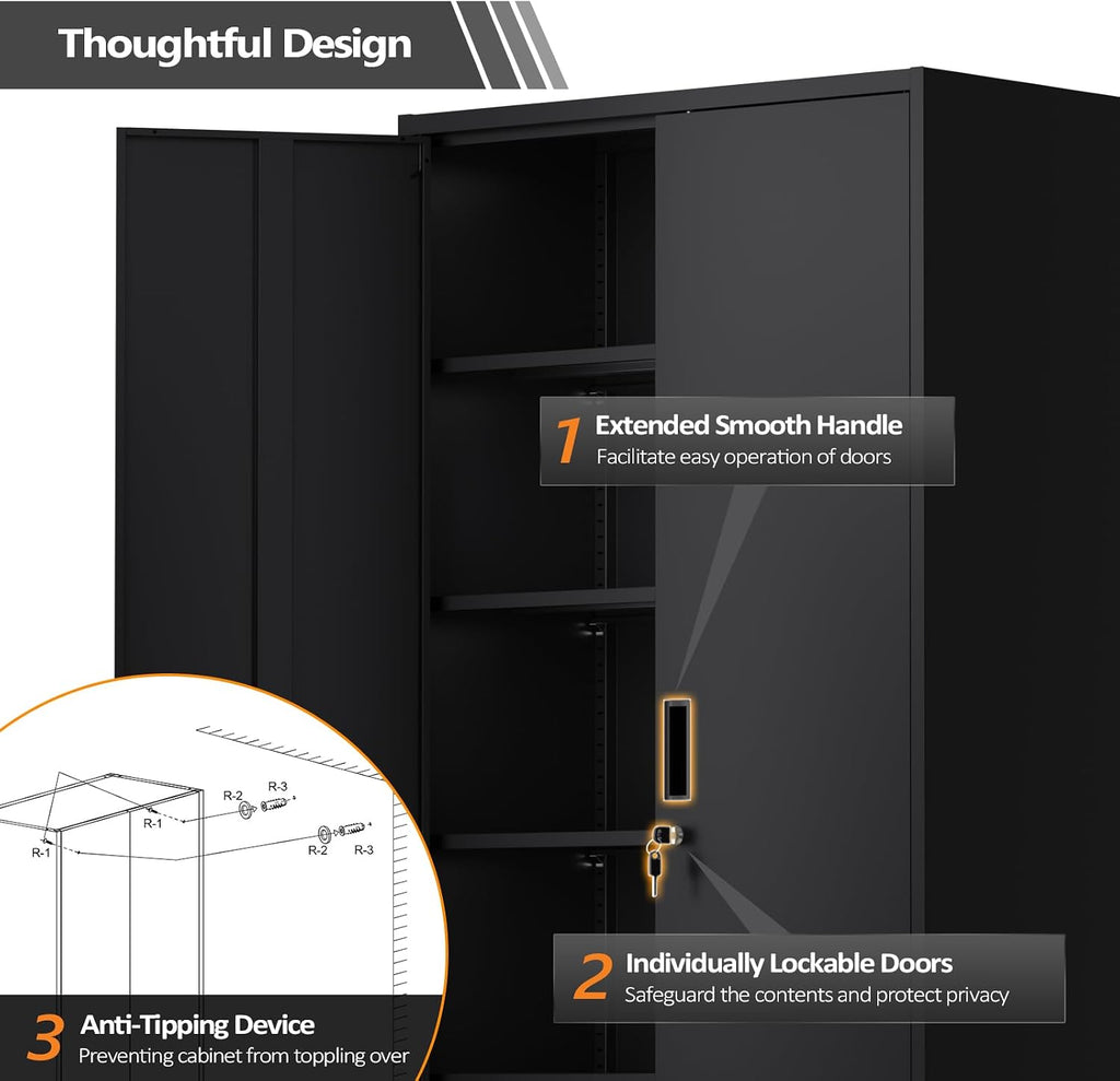 vingli metal garage storage cabinet with 2 doors showing dimensions