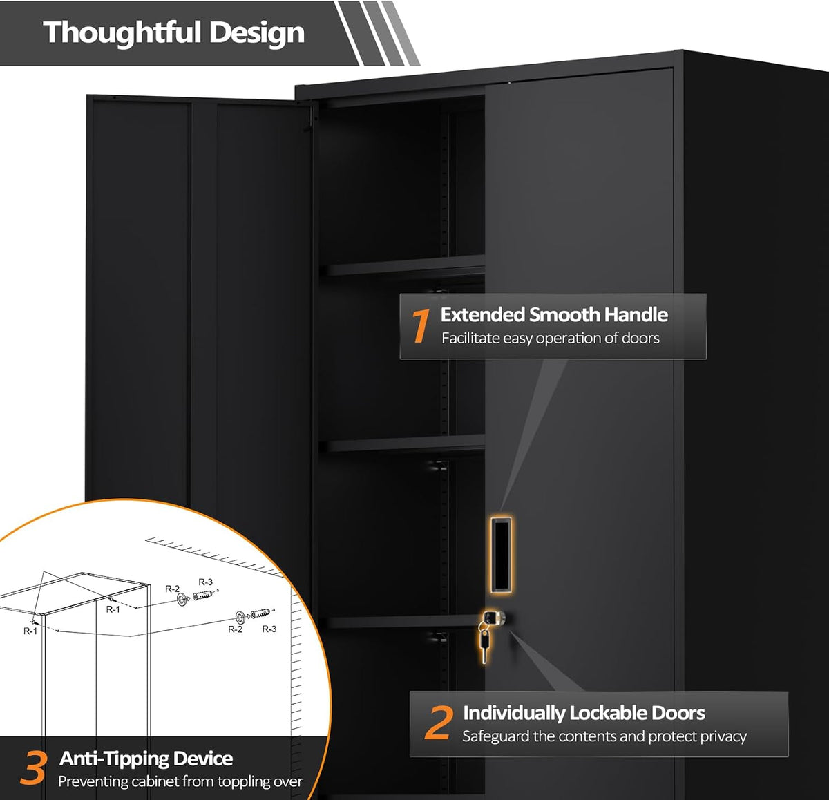 vingli metal garage storage cabinet with 2 doors showing dimensions