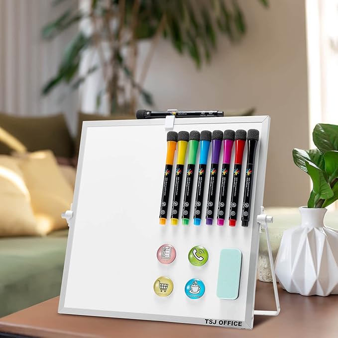 Small Magnetic Desktop White Board – 12 x 12 inches Mini Portable Dry Erase - Image 8