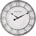 Presentime & Co 10" Farmhouse Series Wall Clock, Quartz Movement, Shiplap Style by Presentime
