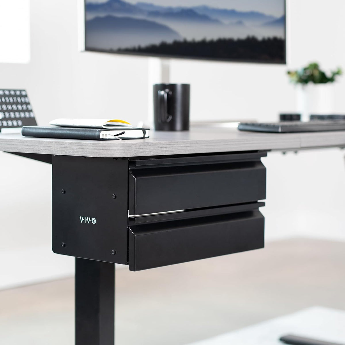 VIVO Black 16 in Slide Out Dual Tier Desk Drawer, DESK-DR02
