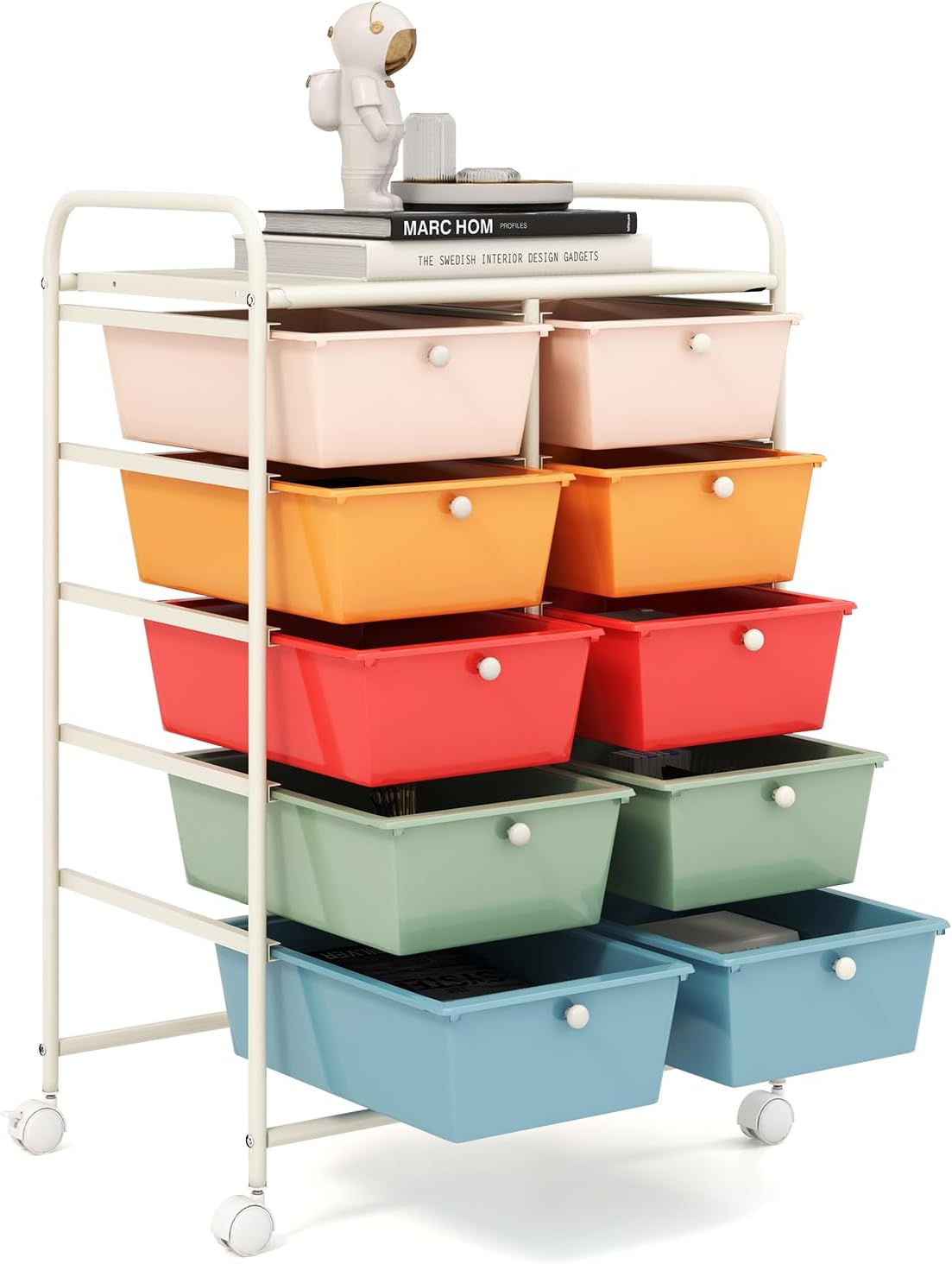GOFLAME 10-Drawer Rolling Storage Cart, Art Craft Storage Organizer on Wheels