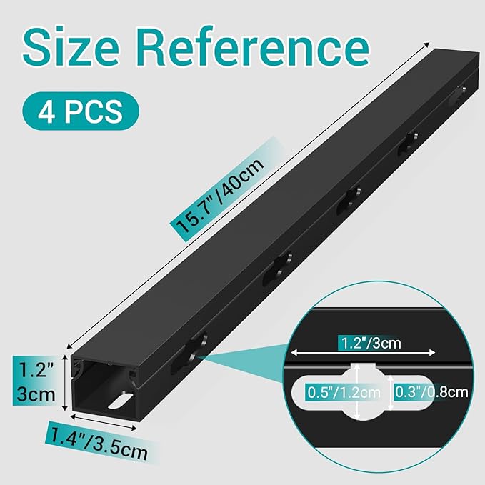 Cable Hider Raceway Kit, Magnetic Cable Management Under Desk - Image 2