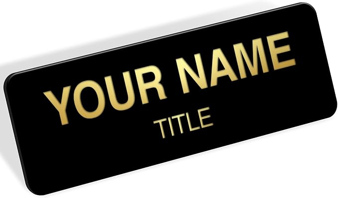 Name Tag, Magnetic Black and Gold Name Tags, Personalized Name Tags, 1x3 Inches by MySignCenter