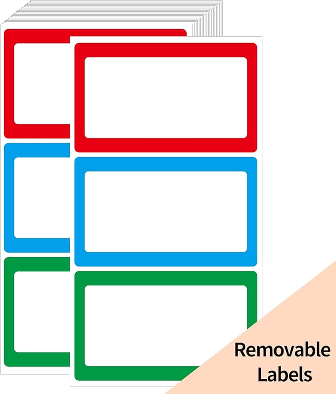 Removable Colored Labels Stickers, 3X5 Inch Removable Large Label Stickers by STARLIBOO