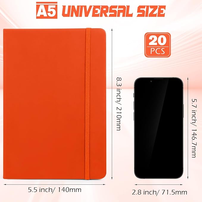 Honoson 20 Pack Lined Journal Notebooks A5 Hardcover Executive Notebook 5.5" x - Image 2