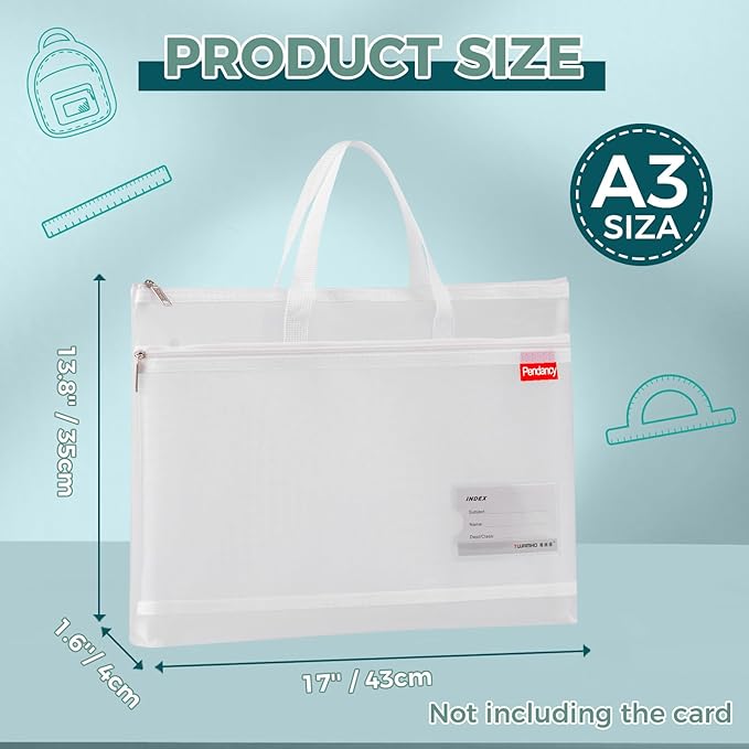 Pendancy Mesh Zipper Pouch A3 Size, Large Double Pocket Lightweight Nylon - Image 2