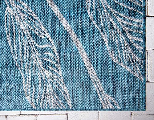 unique loom outdoor botanical collection area rug, front angle view