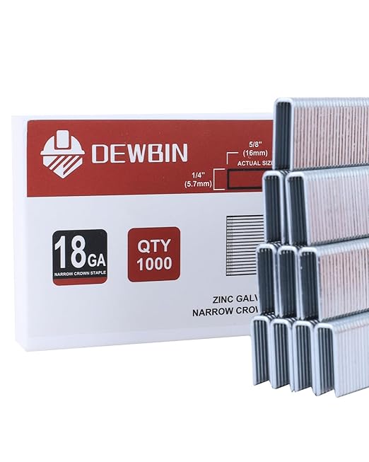 DEWBIN 18 Gauge Narrow Crown Staples, 1000 Cts 5/8-Inch 18GA Heavy Duty by DEWBIN