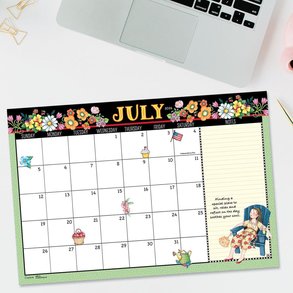 Current 2026 Desk Calendar Pad | Mary Englebreit, 11" x 16-1/4", Large 24-Month, Bookstore-Quality, For Kitchen & Office