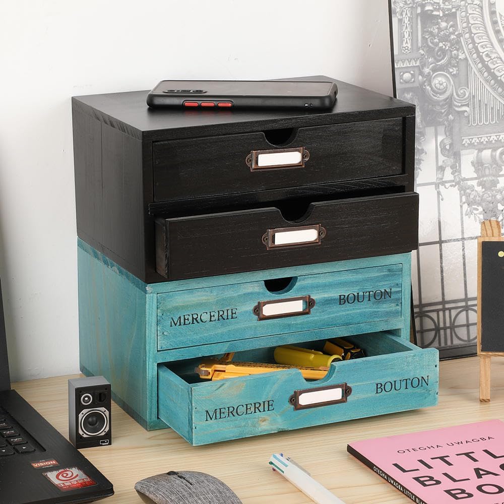 Small Wooden Drawers Wooden Box with Drawer Black
