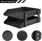 Leather Desk Organizer, 2-Tier Stackable Letter Tray Holder, Office Supplies - Image 2