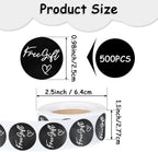 500 Pcs Small Business Sticker Roll Customer Appreciation Stickers Round Self Adhesive Labels Tags (Black)