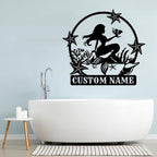 Custom Mermaid Metal Sign, Personalized Name, Wall Decor, Beach Theme, Girls - Image 2