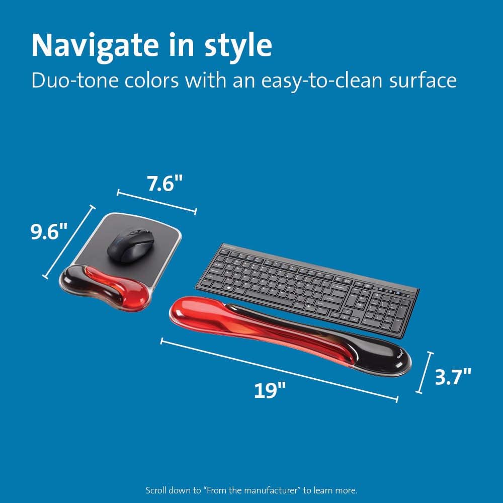 Kensington Duo Gel Mouse & Keyboard Wrist Rest Bundle Set, Ergonomic Keyb...