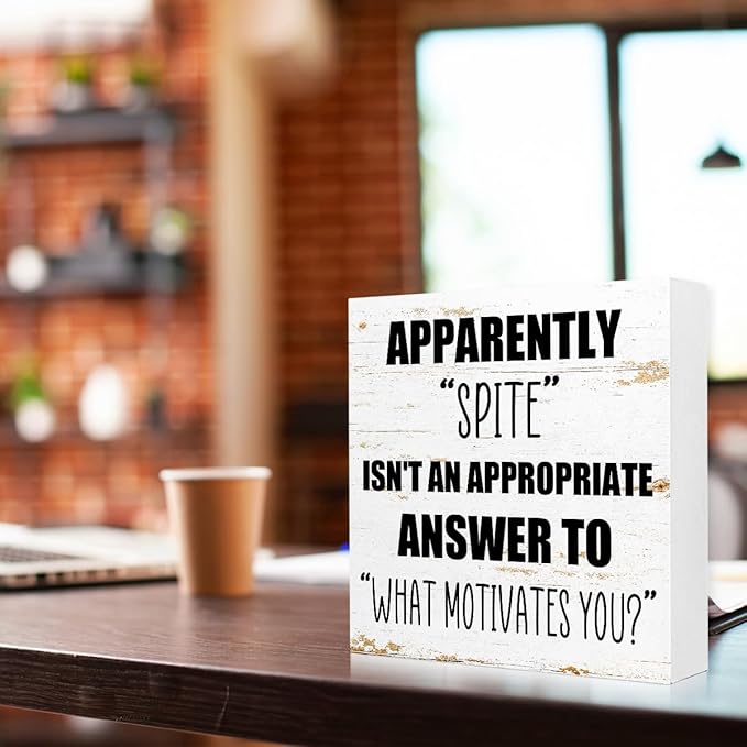 Office Wooden Box Sign Spite Isn't An Appropriate Answer 5x5x1 INCH Sign - Image 3