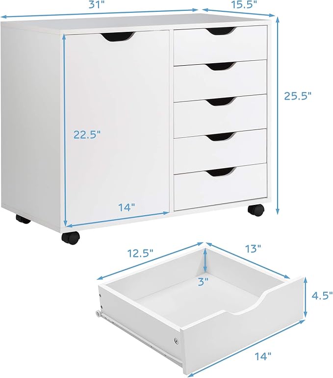 Giantex File Cabinet, Mobile Lateral Filing Cabinet - Image 3
