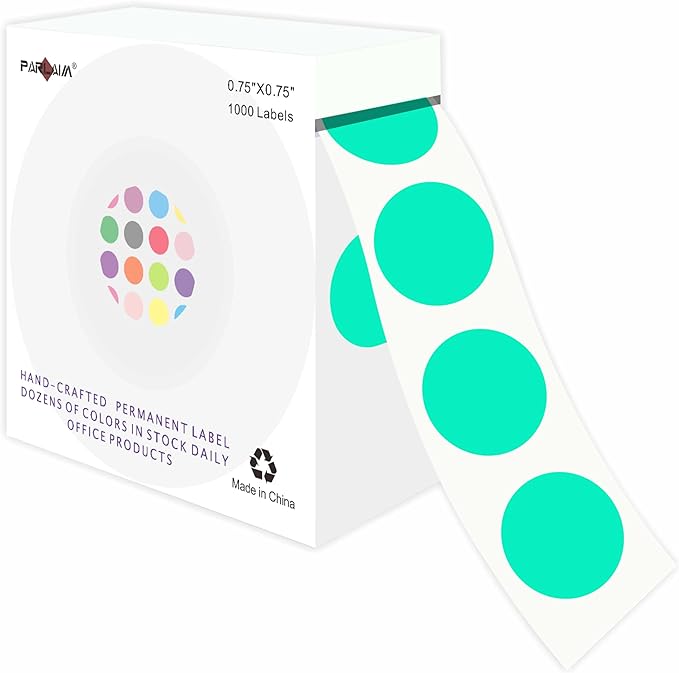 PARLAIM 3/4 Inch Roll Color Coding Labels, 1000 per Roll Round Permanent by PARLAIM