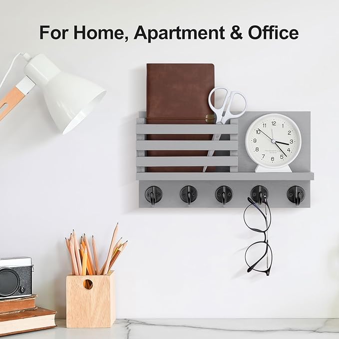 Lwenki Key Holder for Wall – Decorative Wooden Mail Holder and Key Shelf - Image 5
