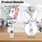 Sixrip lt's A Beautiful Day To Catch Babies Midwife Badge Reel, Funny Stork - Image 3