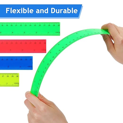 Zonon 500 Pcs 12 Inch Plastic Ruler Assorted Colors Rulers - Image 3