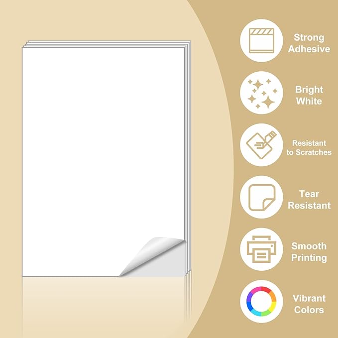 BESTEASY Sticker Paper 8.5" x 11" Full Sheet Label Stickers - Image 2