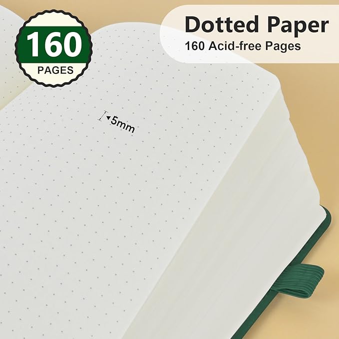 PERCUN Dotted Journal Notebook for Men & Women, 160 Pages Dot Grid notebook for - Image 4