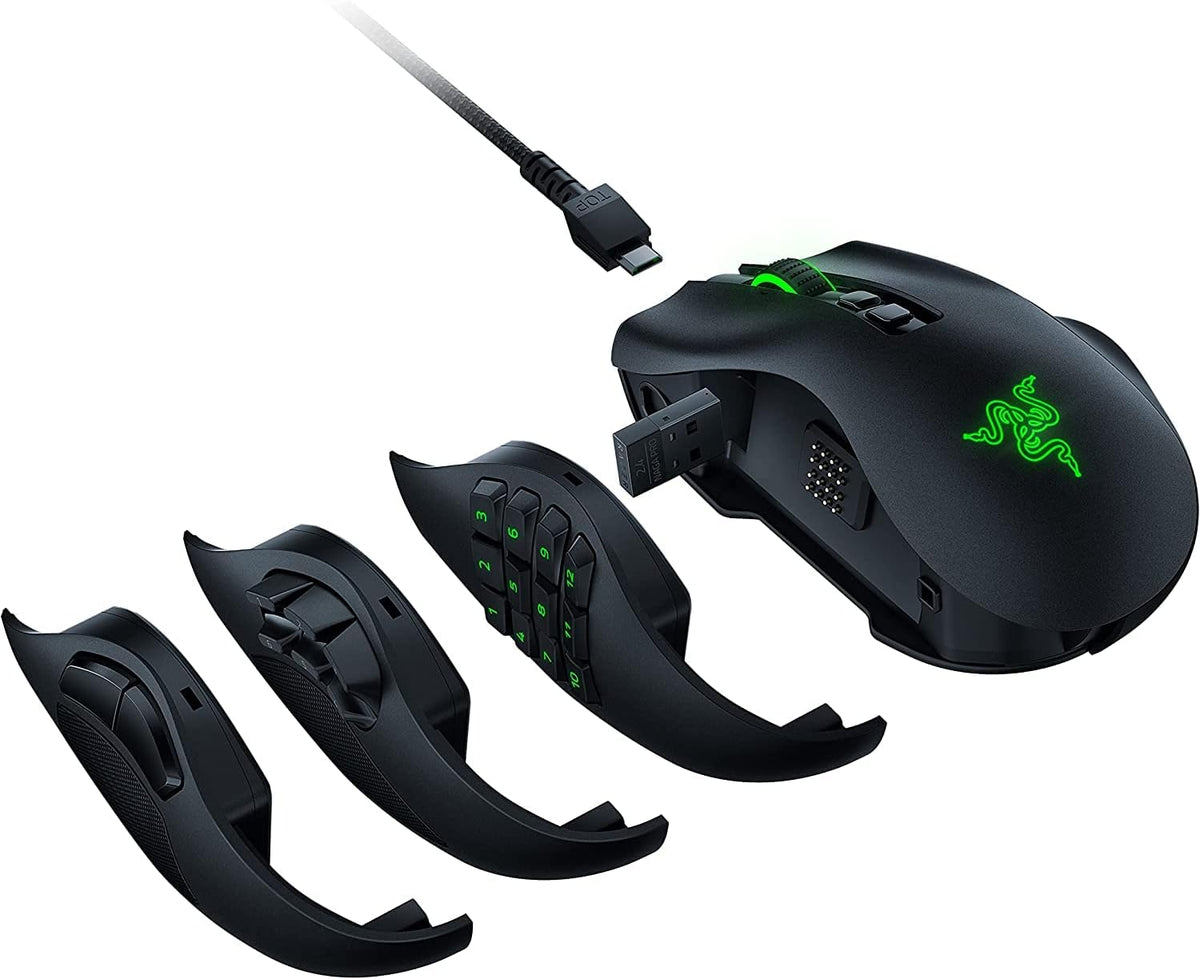 Razer Naga Pro Wireless Gaming Mouse: Interchangeable Side Plate w/ 2, 6, 12 ...