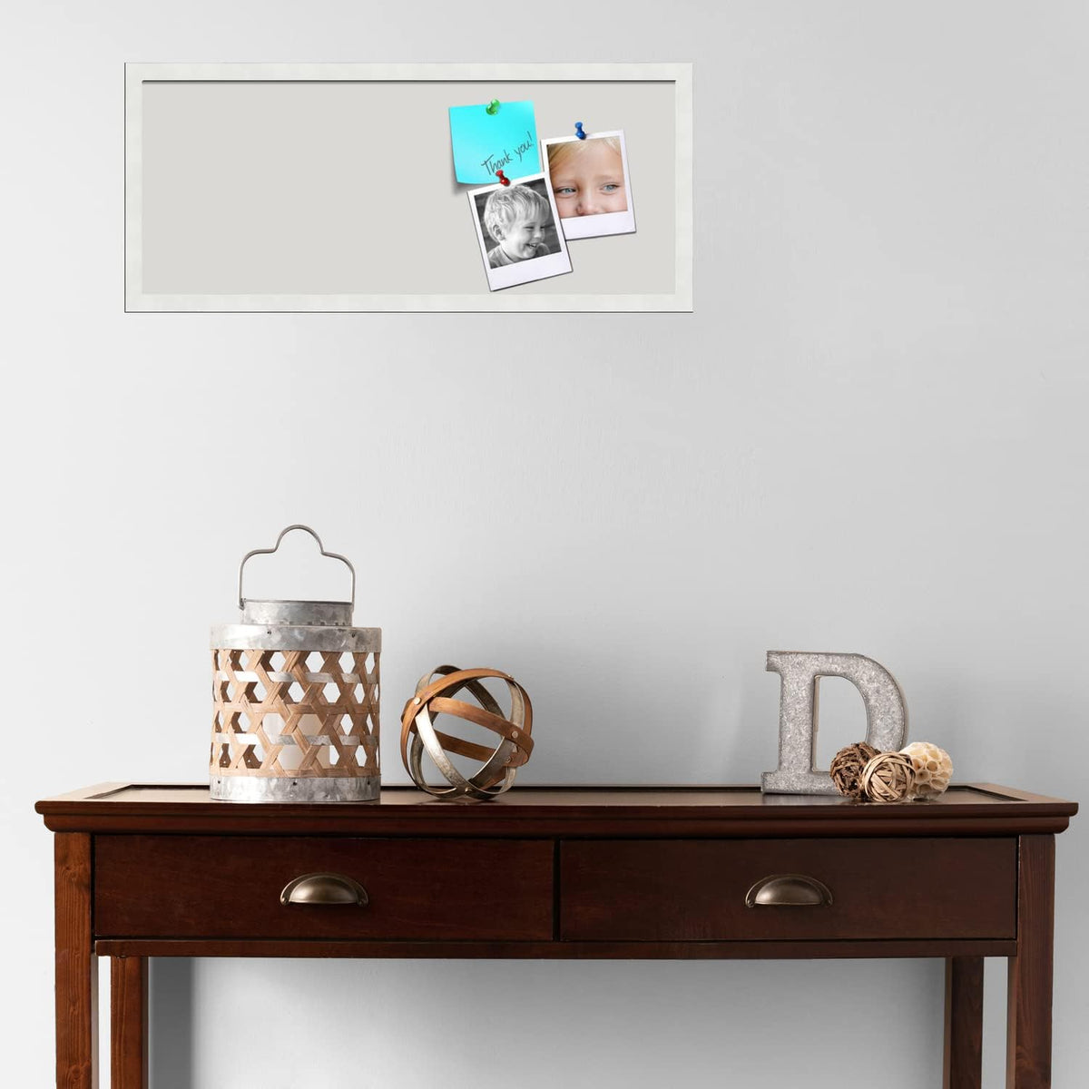 PinPix 30x12 inch Cork Bulletin Board. This Decorative Framed Pin Board Comes...